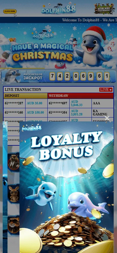 Dolphin 88 Casino home lobby on mobile
